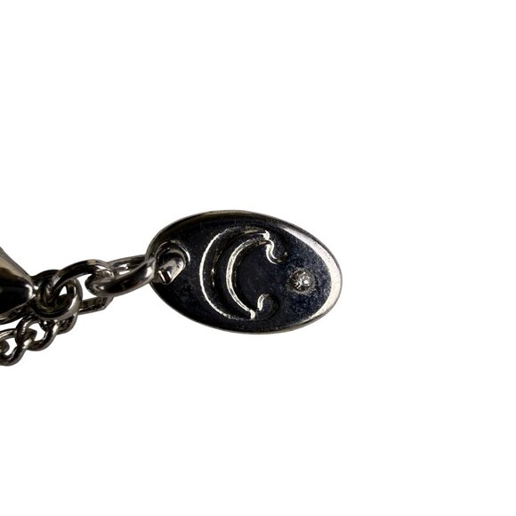 Vintage Silver Tone Rhinestone Pendant Necklace Elegant Mesh Leaf Design Jewelry - Picture 5 of 6